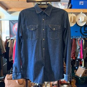 Wrangler Dark Blue Western Pearlsnap Button Down Shirt